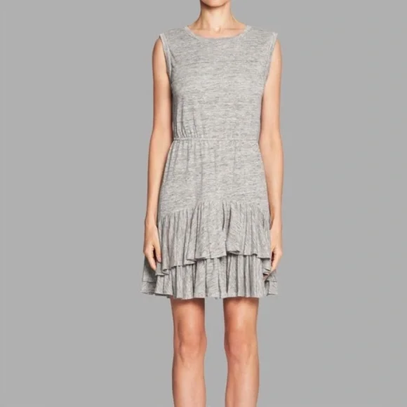 rebecca taylor sleeveless jersey dress NWT Rebecca Taylor Grey Leopard Print Jersey Knit Sleeveless Ruched Dress  Size L